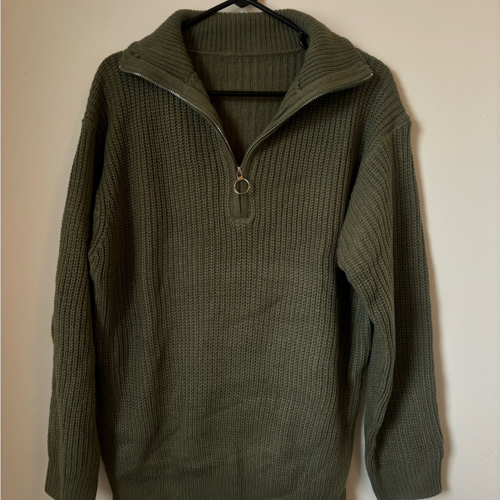SHEIN Green Cowl Neck Sweater